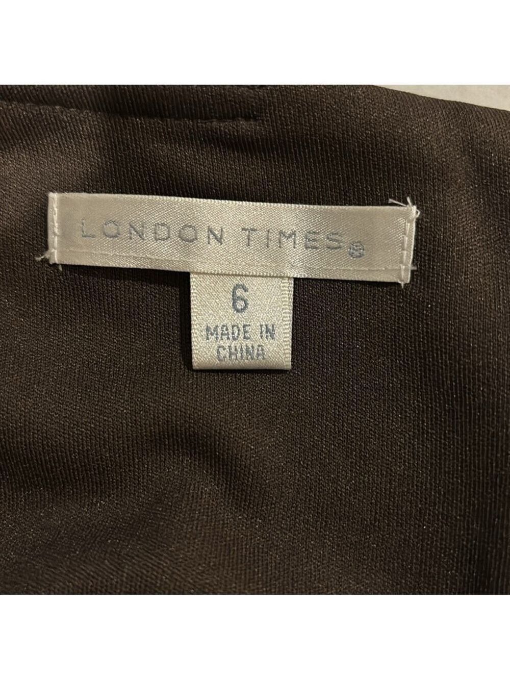 London Times Taupe Layered Shimmery Fabric Dress - Size 6 - Picture 5 of 5